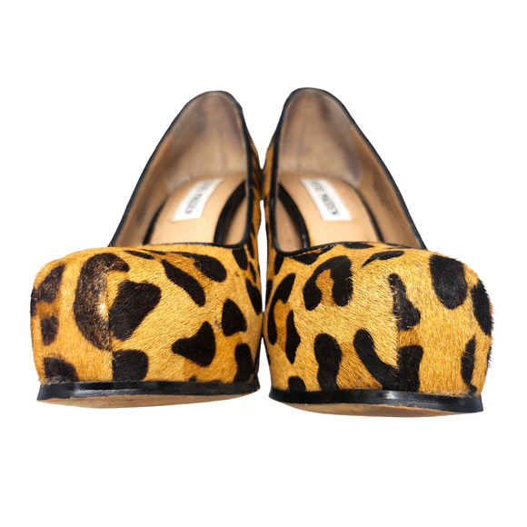 Steve Madden Shoes Womens 7 Brown Black Cheetah Leather Pony Hair Block Heels - Picture 3 of 11